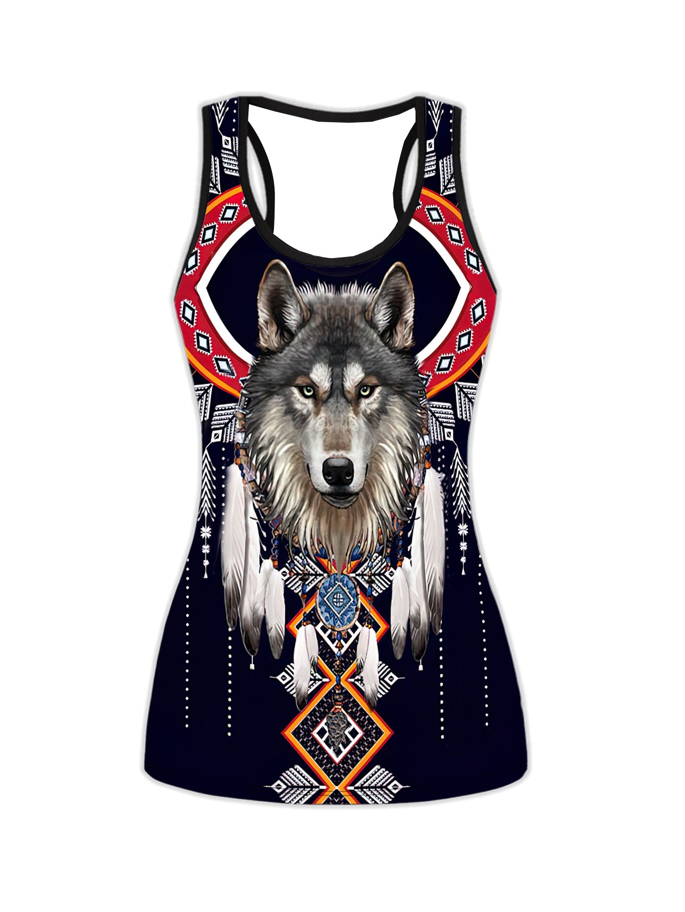  Sports Outfits Set Women's Plus Panting Print Racer Back Tank & Leggin