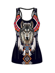  Sports Outfits Set Women's Plus Panting Print Racer Back Tank & Leggin