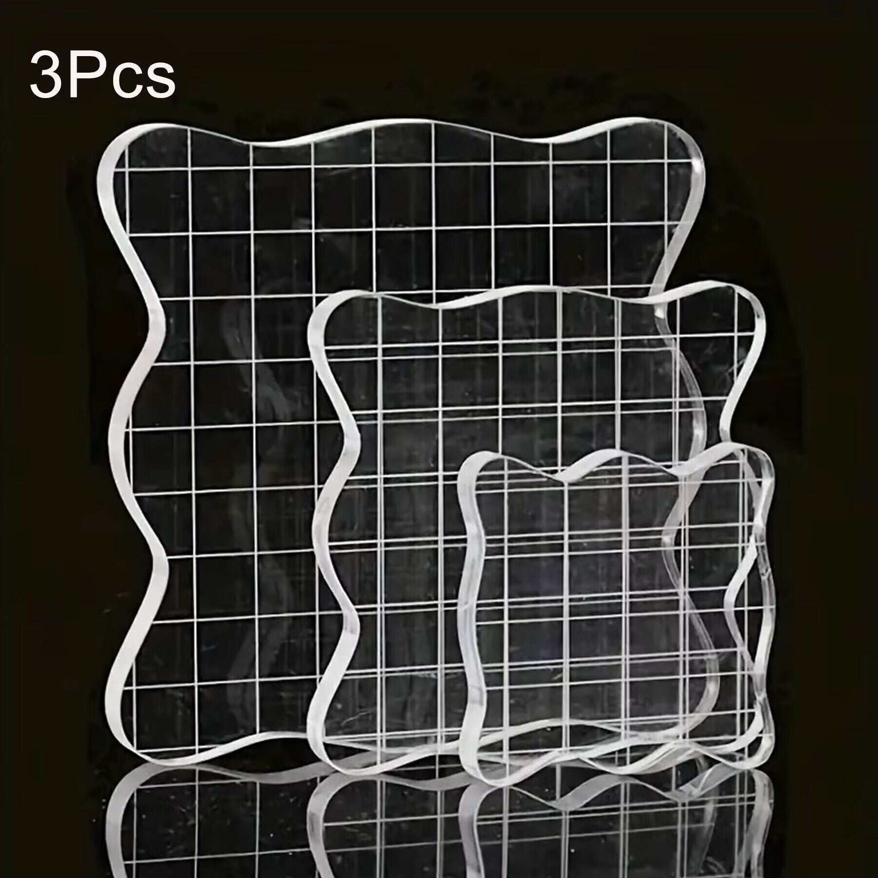 3pcs Clear Acrylic Stamp Block Kit With Grid Lines for Perfect Stamped Images