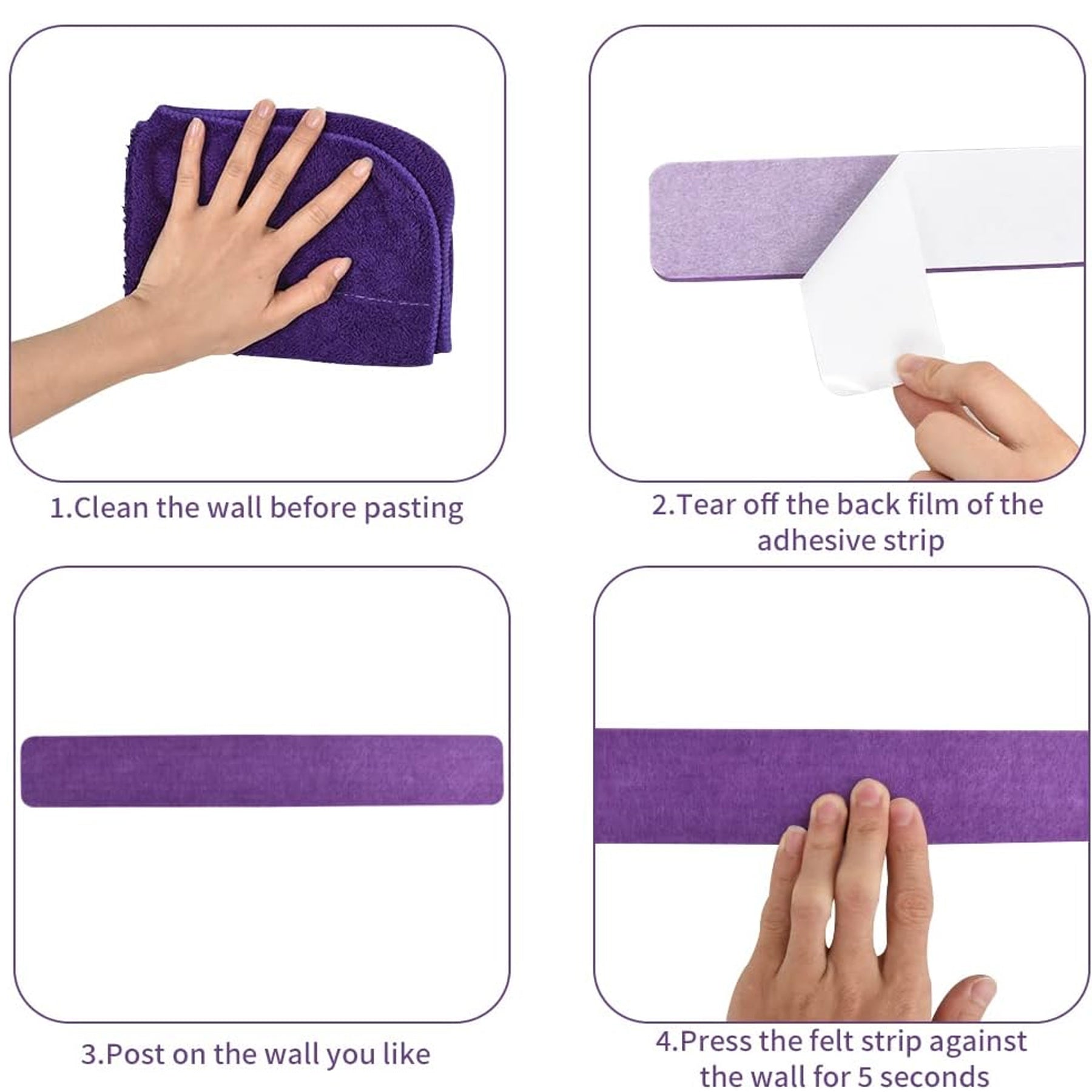 5pcs Felt Pin Board Bar with 100 Push Pins Self Adhesive Bulletin Board