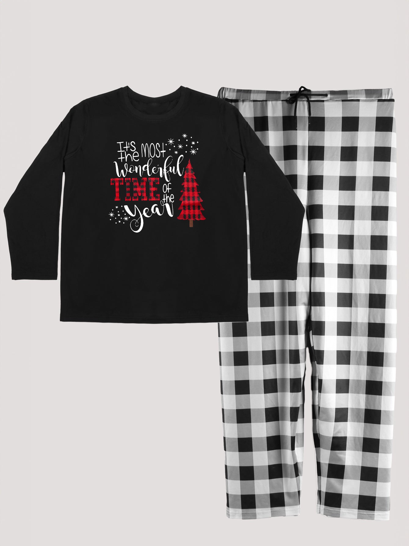  Christmas Loungewear Set Tee & Plaid Pants