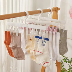Foldable 8 Clip Sock Holder Baby Clothes Windproof Hat Wardrobe Storage Rack