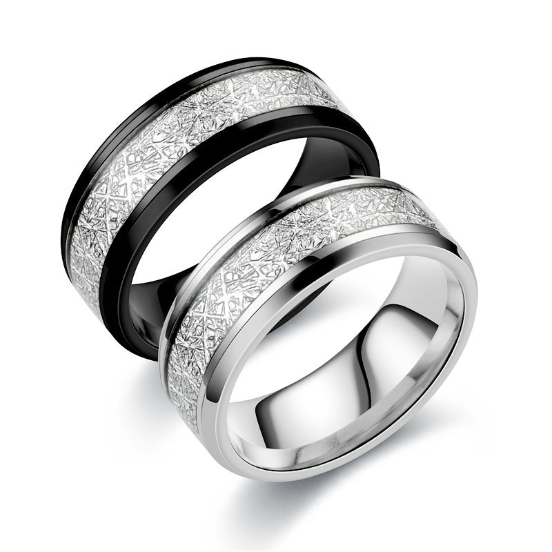 Rime Silk Pattern Titanium Steel Ring for Men