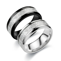 Rime Silk Pattern Titanium Steel Ring for Men