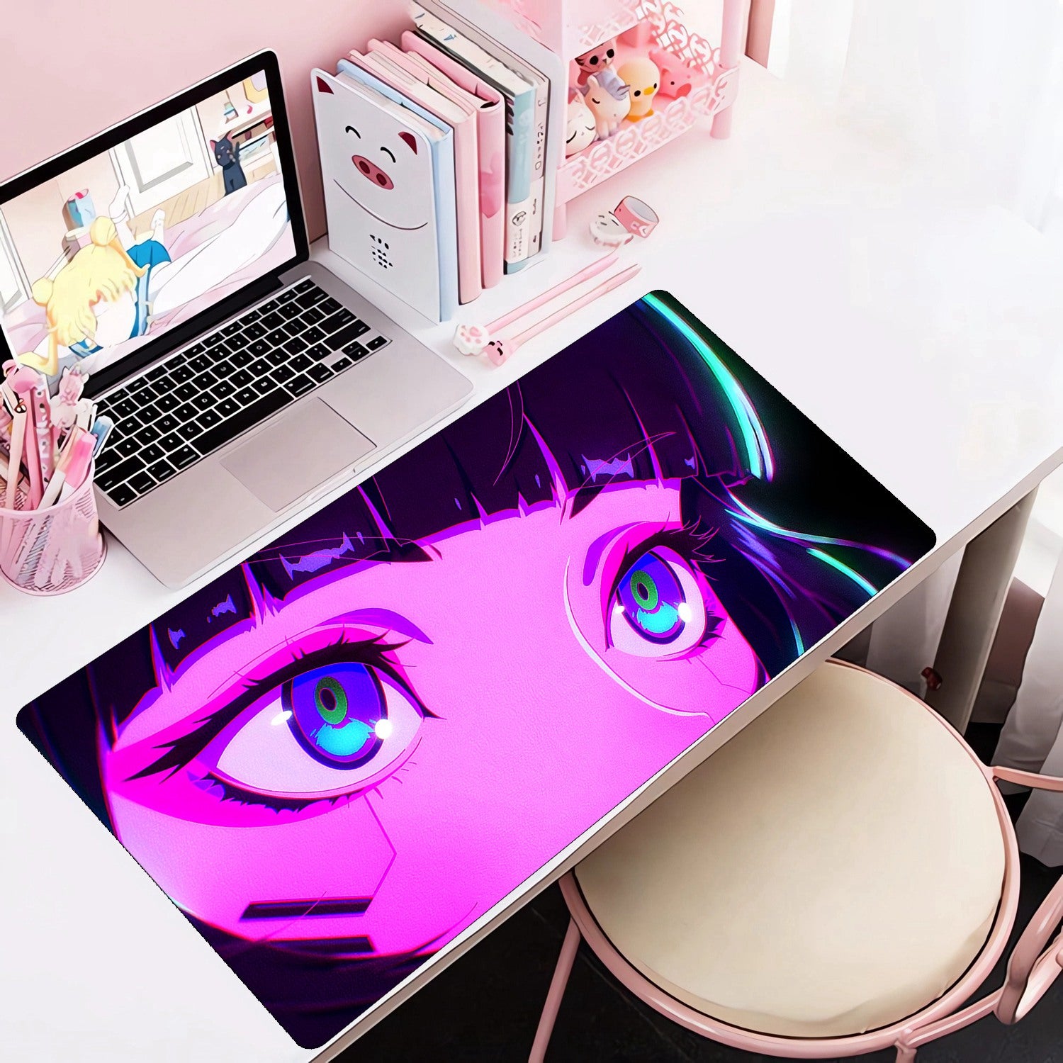 Anime Eyes Animation Mouse Pad PU Leather Desk Pad Waterproof Desk Writing Mat