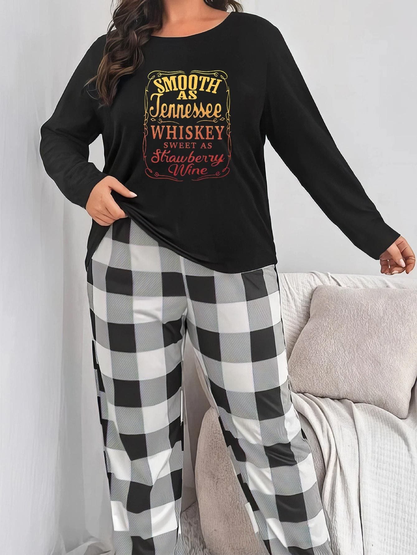  Ombre Letter Print Pajama Set