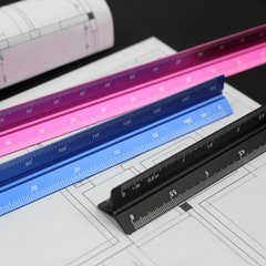 Colorful Aluminum Triangular Scale Ruler 1 20 1 125 Metal Drafting Tool