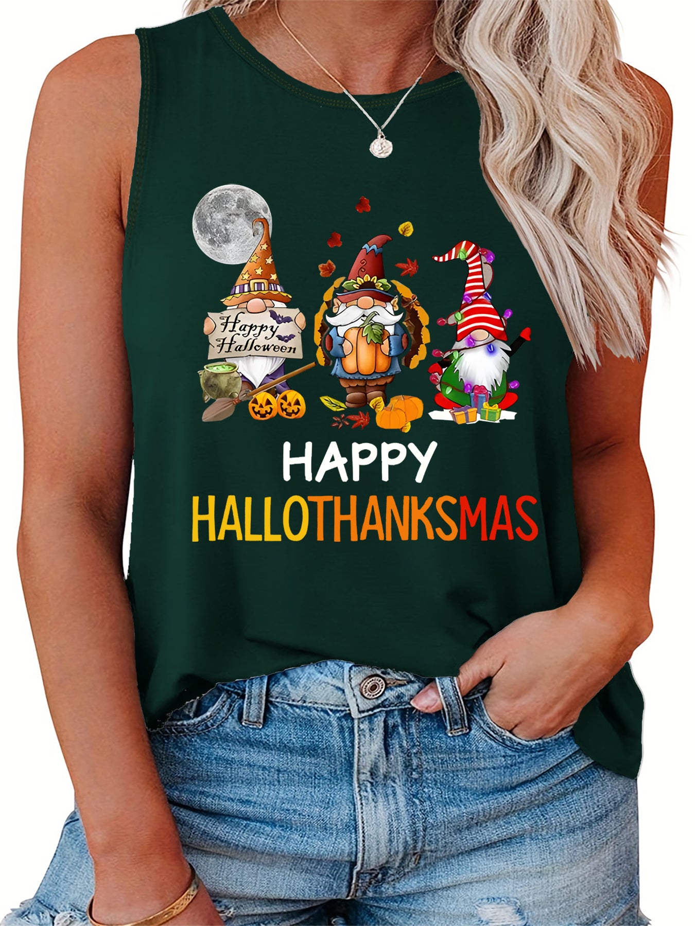  Casual Tank Top Women's Plus Halloween Merry Christmas Happy Hallothan