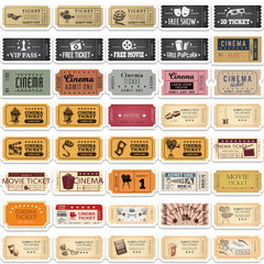 81pcs Movie Ticket Pattern Stickers Waterproof for Laptop PC Mobile