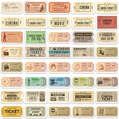 81pcs Movie Ticket Pattern Stickers Waterproof for Laptop PC Mobile