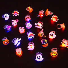 LED Halloween Rings Glowing Ghosts Pumpkins Skulls - Kids Party Decor