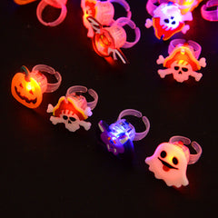 LED Halloween Rings Glowing Ghosts Pumpkins Skulls - Kids Party Decor