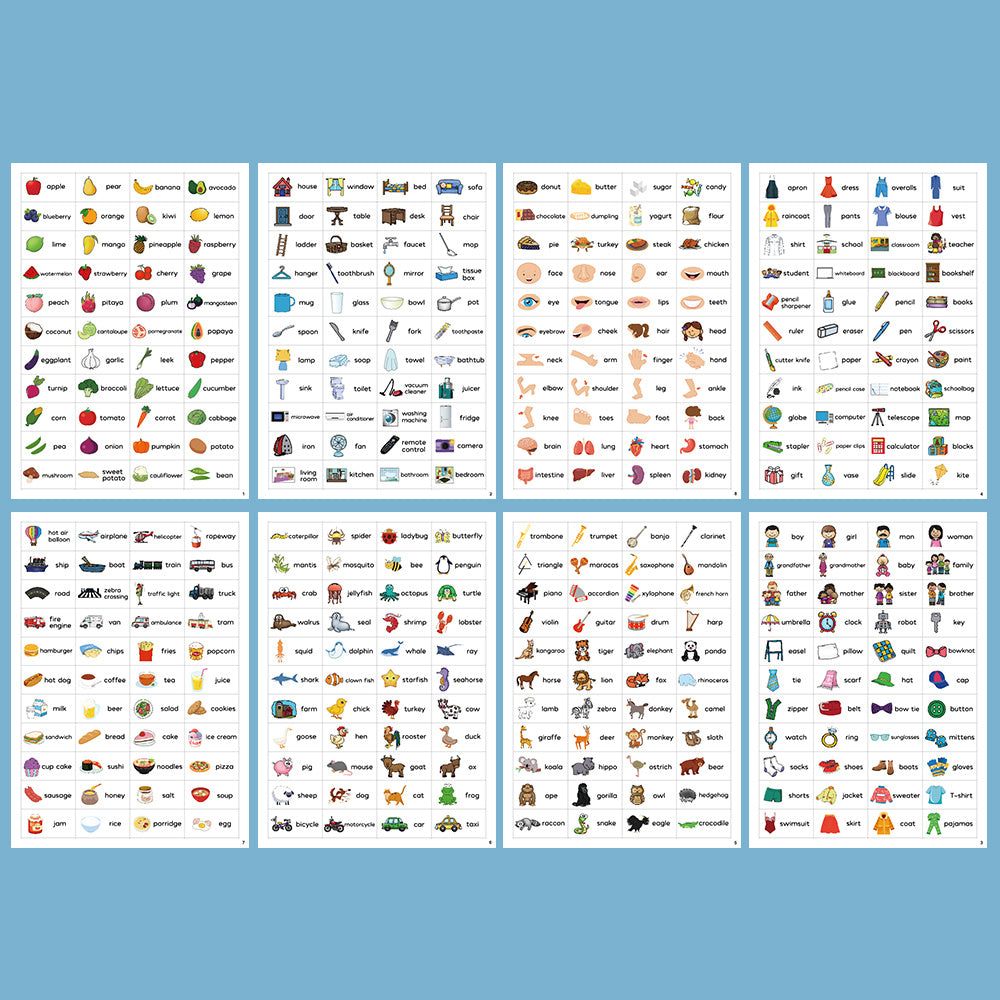 Educational English Word Stickers for Kids - Fruit Food Animal Family Learning