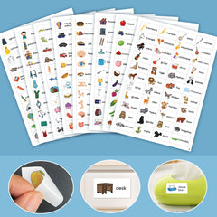 Educational English Word Stickers for Kids - Fruit Food Animal Family Learning