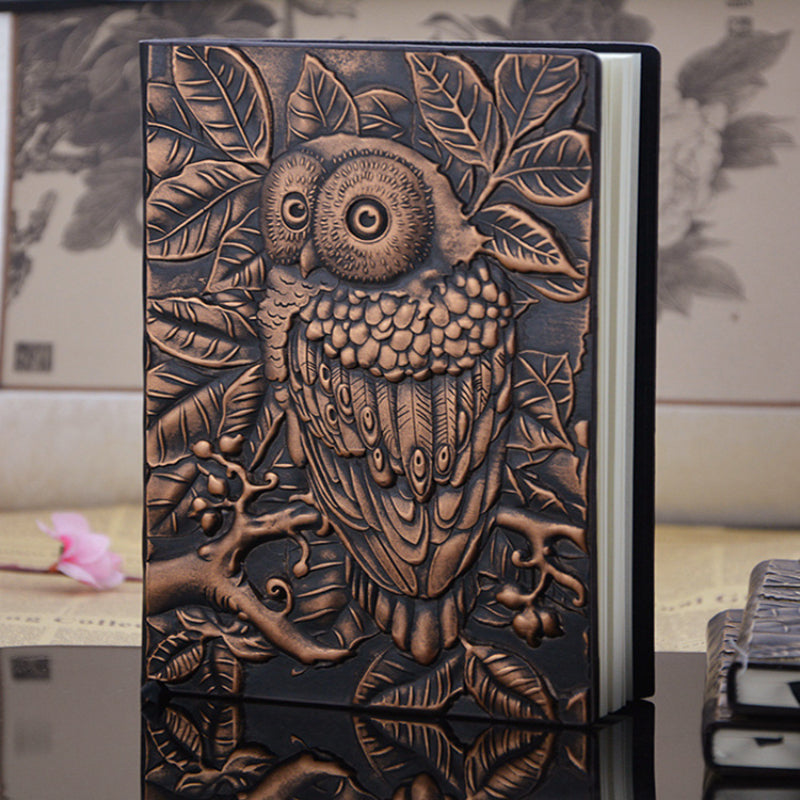Vintage Owl A5 Embossed Journal Notepad Travel Planner School Office Gift