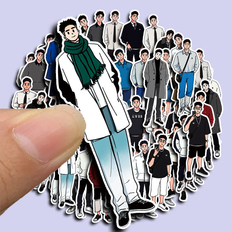 52pcs Boy Washi Stickers for DIY Scrapbook Student Stationery Arts Crafts