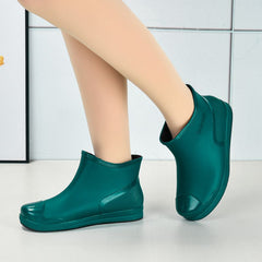 Women's Waterproof Ankle Rain Boots Non Slip Solid Short Tube Boots