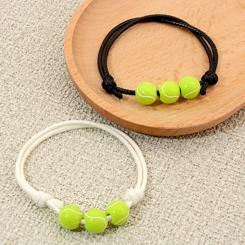 12pcs Wax Thread Braided Sports Tennis Charm Bracelet Set
