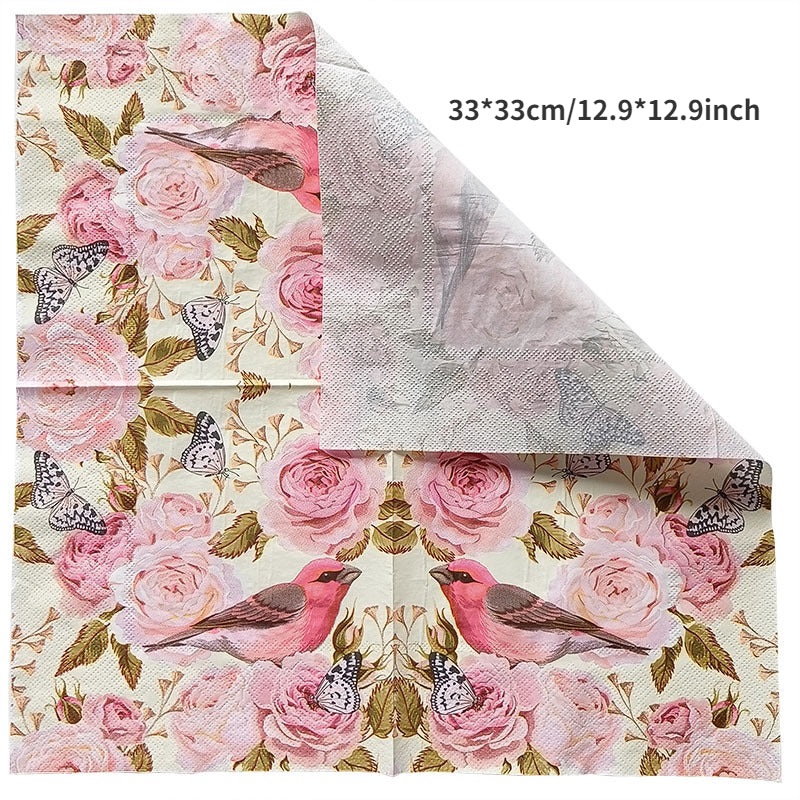 20pcs Western Food Printed Napkins Square Animal Creative Decorative Paper