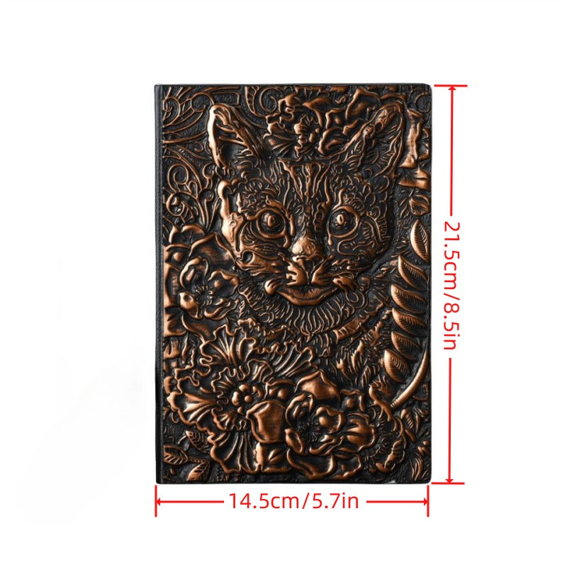 Vintage Cat A5 Embossed Journal Notepad Travel Planner School Office Notebook