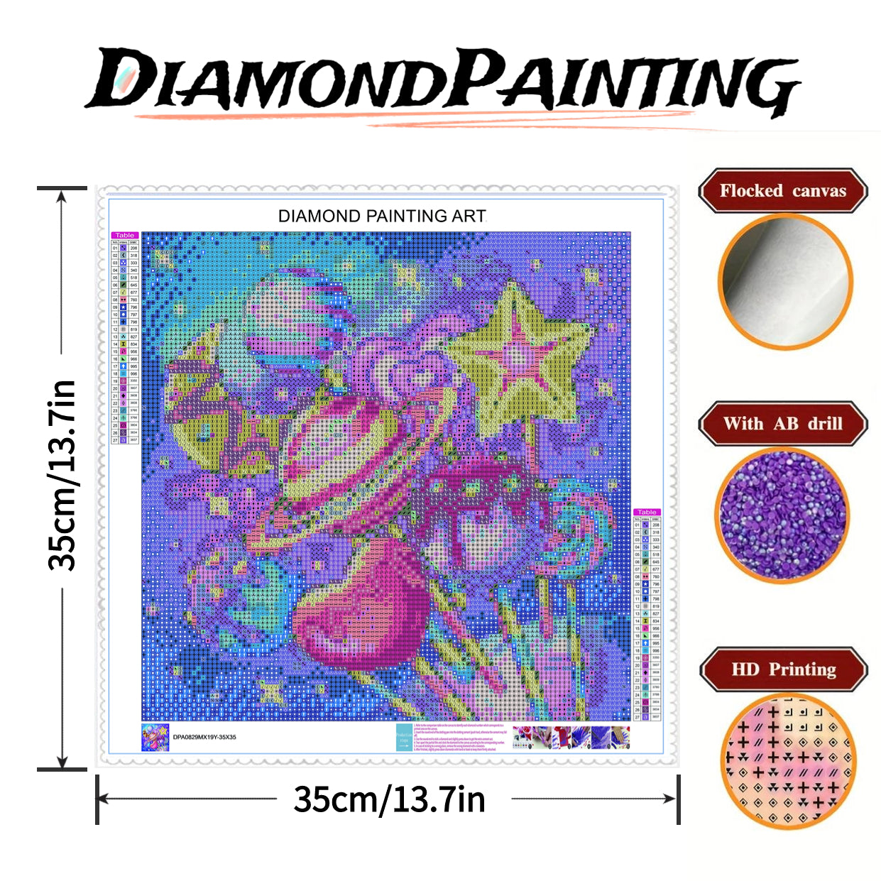 35x35cm Flocked Canvas Diamond Painting with AB Drills & Tools