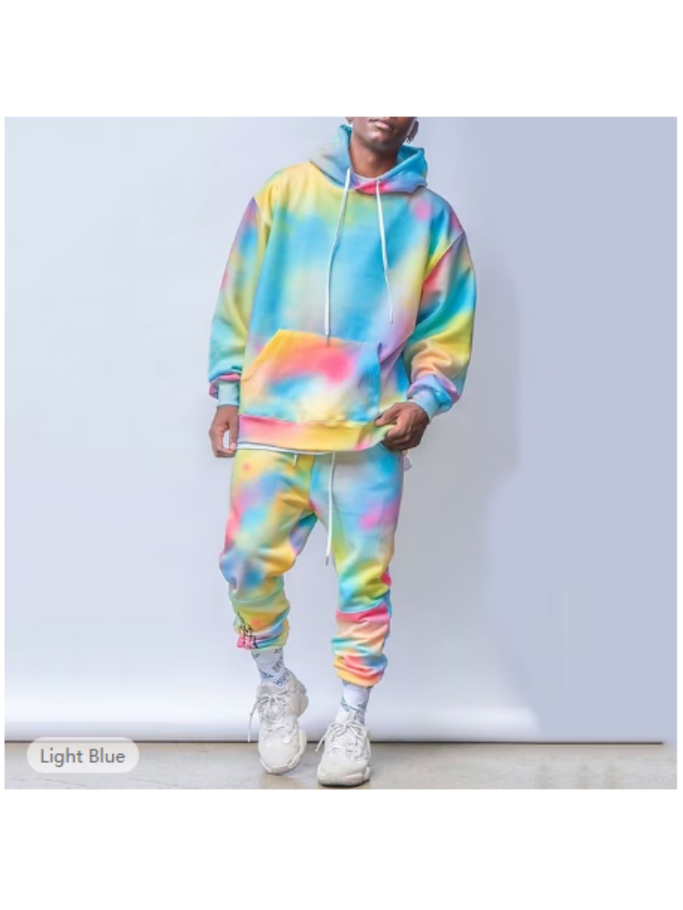 Men's Tie Dye Hoodie & Sweatpants Set for Autumn Winter