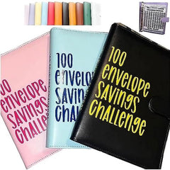 100 Envelope Challenge Binder with 25 Grid Cards & 100 Couple Challenge Notebook