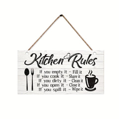 Art Kitchen Rules Wooden Plaque Canvas Print Wall Decor