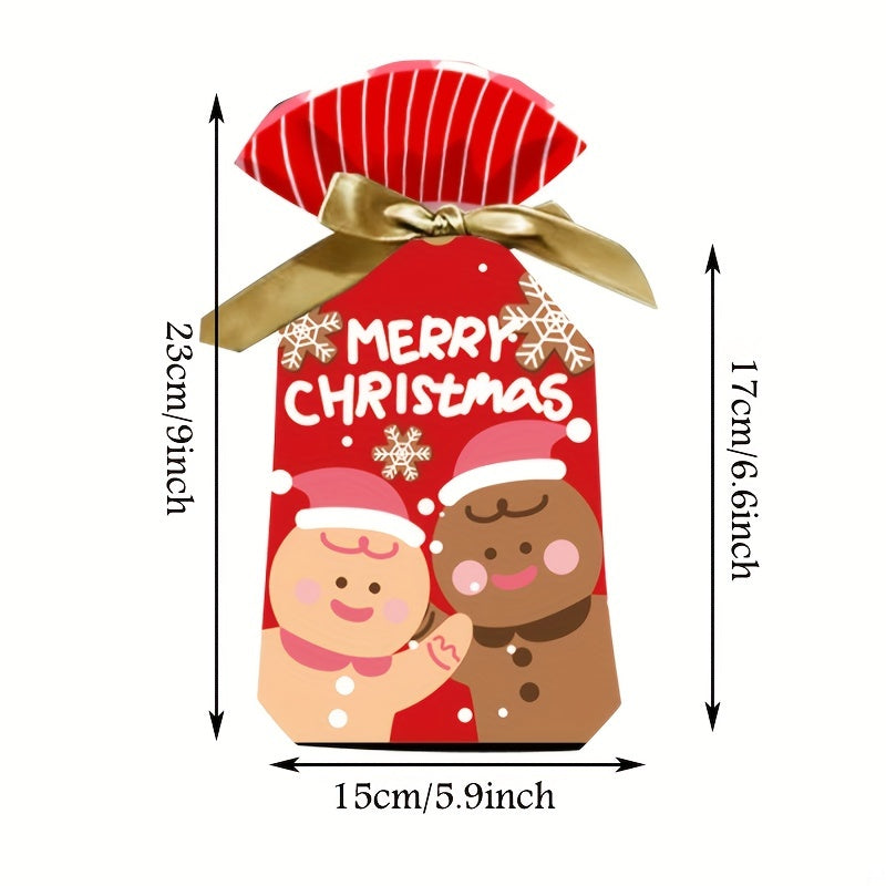 20pcs Christmas Gift Bags Ribbon Drawstring Candy Fruit Festive Xmas Retail
