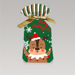 20pcs Christmas Gift Bags Ribbon Drawstring Candy Fruit Festive Xmas Retail