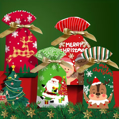 20pcs Christmas Gift Bags Ribbon Drawstring Candy Fruit Festive Xmas Retail