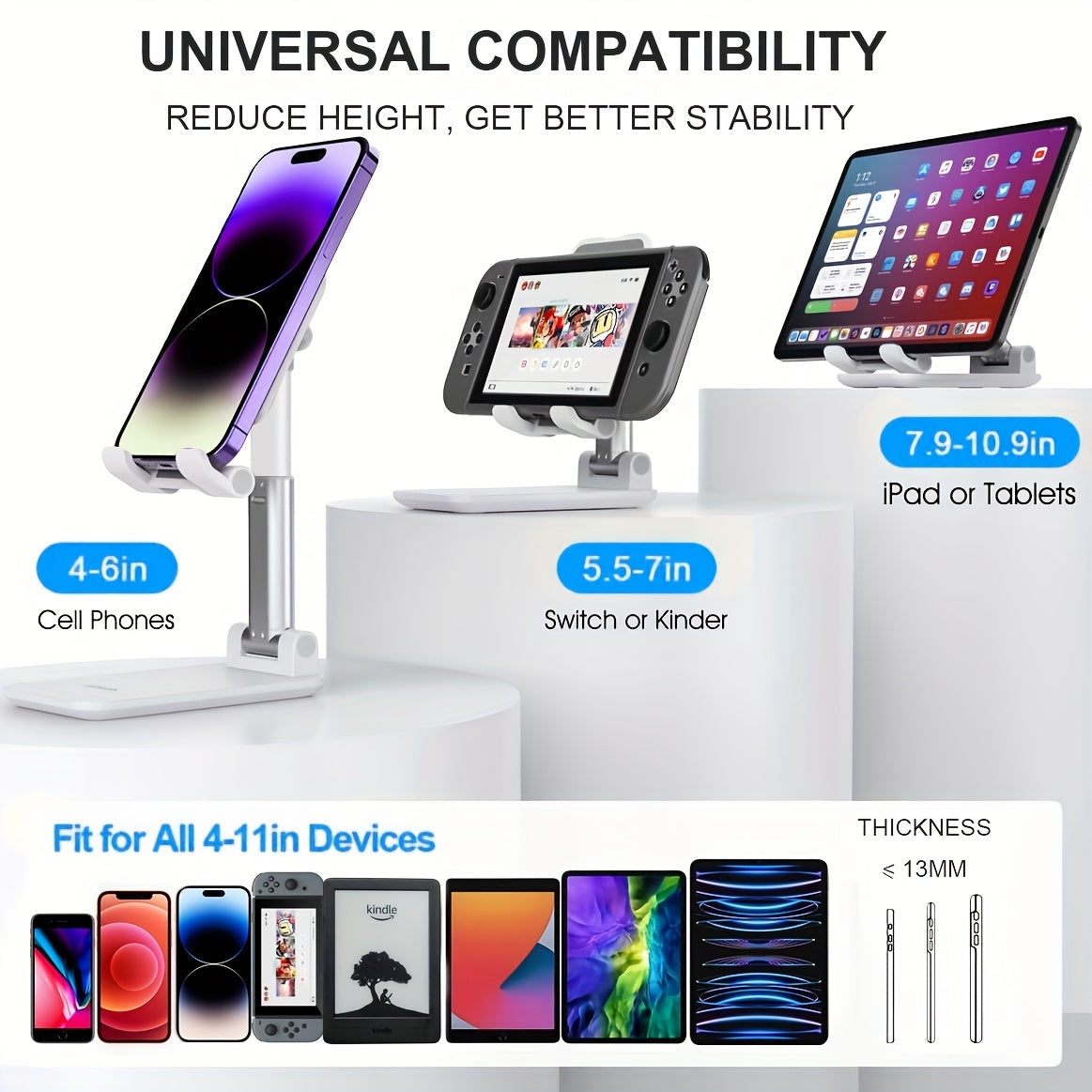 Adjustable Foldable Mobile Phone Tablet Stand for Android Smartphone & Tablets
