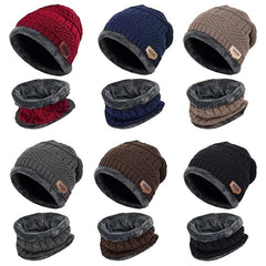 Winter Warm Knitted Hat & Scarf Set, Windproof Beanie & Scarf