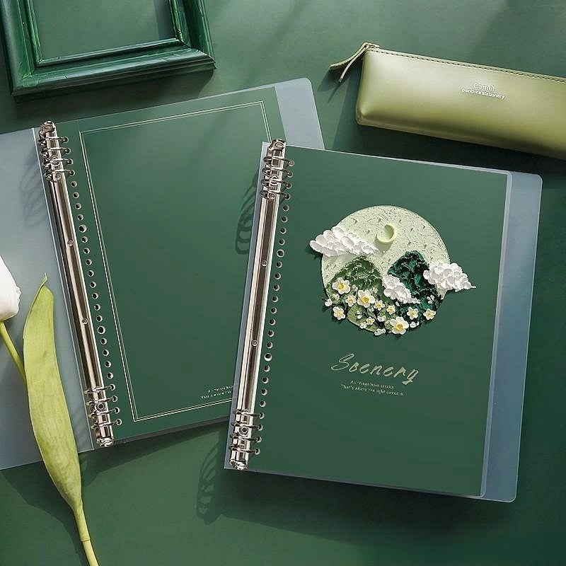 Vintage Loose leaf Notebook with Three-dimensional Painting Patterns
