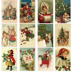 12pcs Vintage Christmas Greeting Cards Merry Christmas Angels Santa Postcard