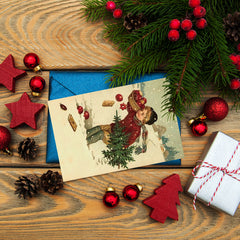 12pcs Vintage Christmas Greeting Cards Merry Christmas Angels Santa Postcard