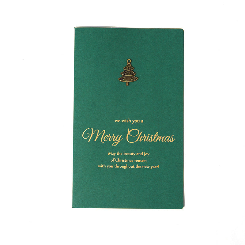 4pcs Retro Metal Special Paper Bronzing Greeting Card Christmas Card
