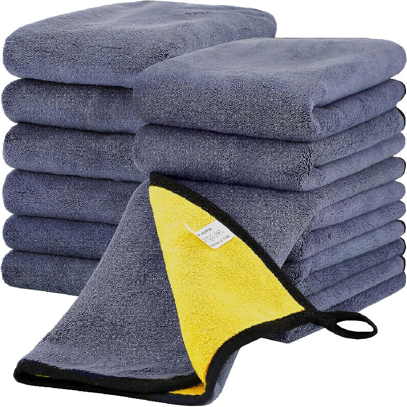 12pcs Thick Fiber Cleaning Towel Car Detail Cloth Car Drying Polishing Wax