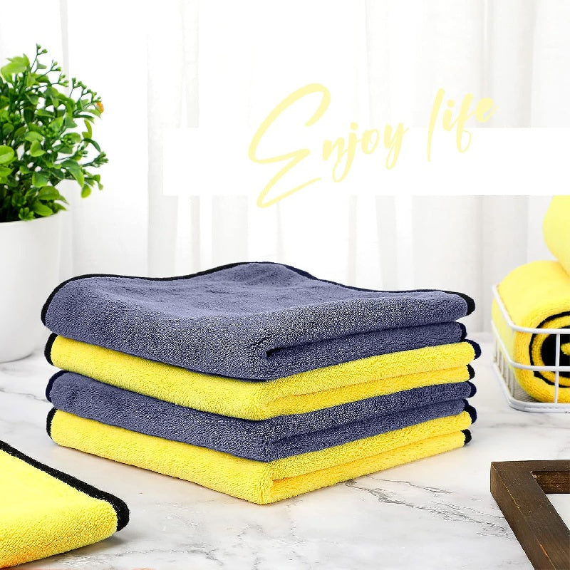 12pcs Thick Fiber Cleaning Towel Car Detail Cloth Car Drying Polishing Wax