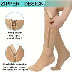 15-20 MmHg Zipper Compression Socks Women Men Improved Circulation