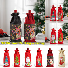DIY Diamond Painting Red Wine Bag Cross Stitch Burlap Christmas Gift