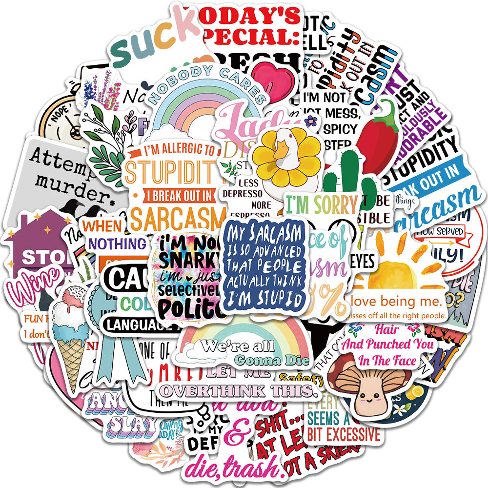 50pcs Sarcastic Stickers Funny Quotes Waterproof Vinyl Stickers Gift