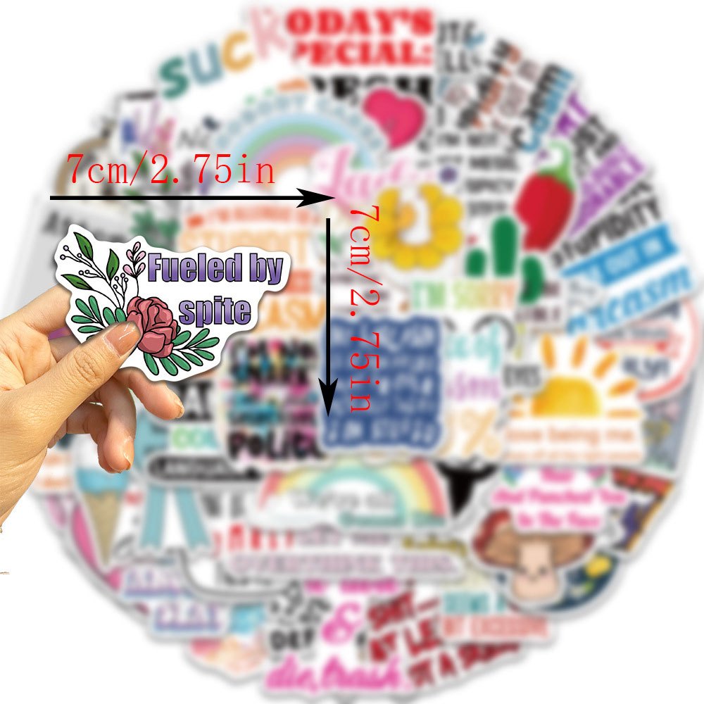 50pcs Sarcastic Stickers Funny Quotes Waterproof Vinyl Stickers Gift