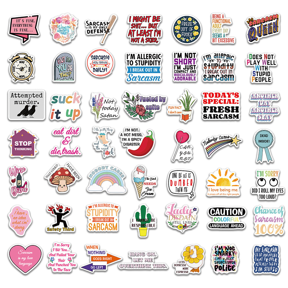 50pcs Sarcastic Stickers Funny Quotes Waterproof Vinyl Stickers Gift
