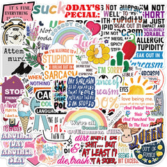 50pcs Sarcastic Stickers Funny Quotes Waterproof Vinyl Stickers Gift