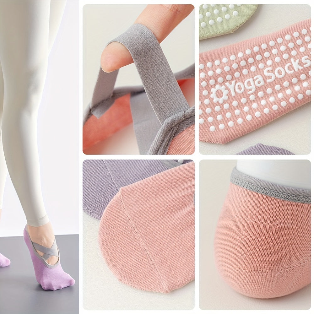Women's Non-slip Cross Strap Yoga Socks Breathable Dance Training Socks