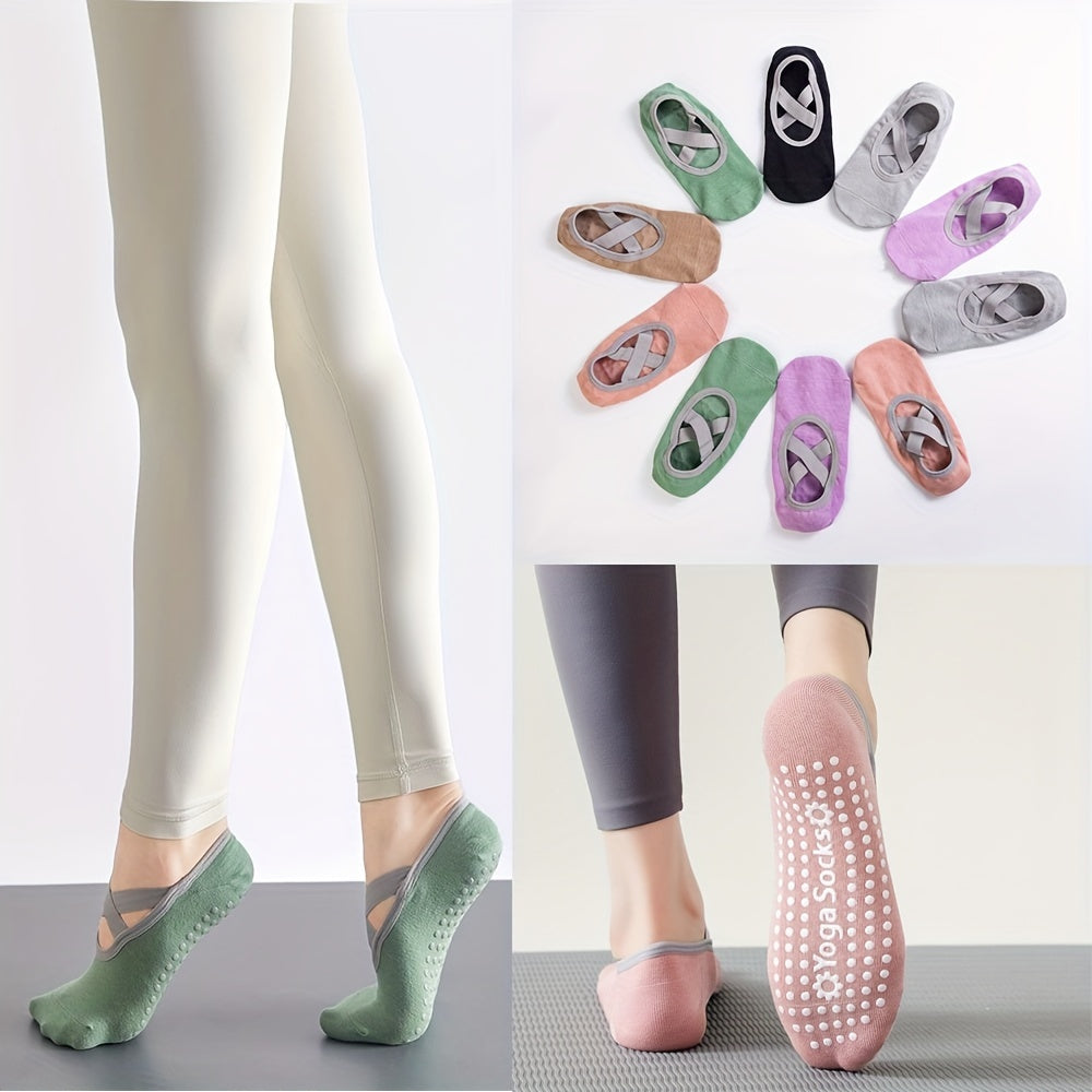 Women's Non-slip Cross Strap Yoga Socks Breathable Dance Training Socks
