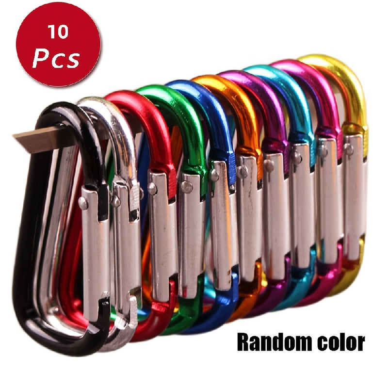 10pcs Heavy Duty Carabiner Keychains Metal Buckle Outdoor Camping