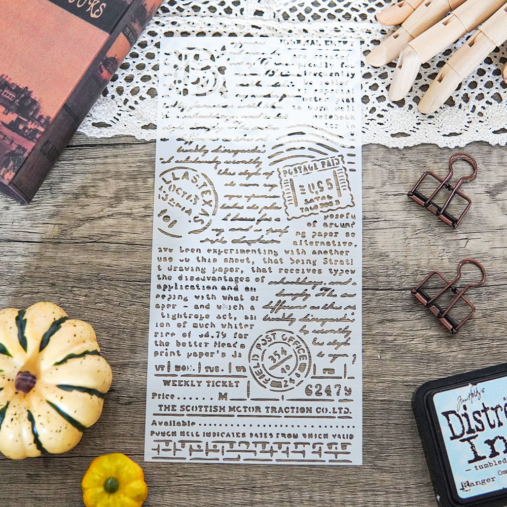 1pc Stamp Text Background Plastic Stencil DIY Scrapbooking Embossing Stencils