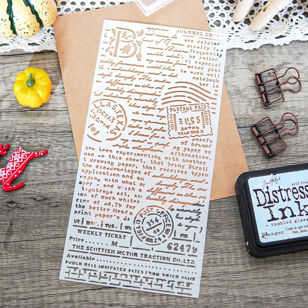 1pc Stamp Text Background Plastic Stencil DIY Scrapbooking Embossing Stencils